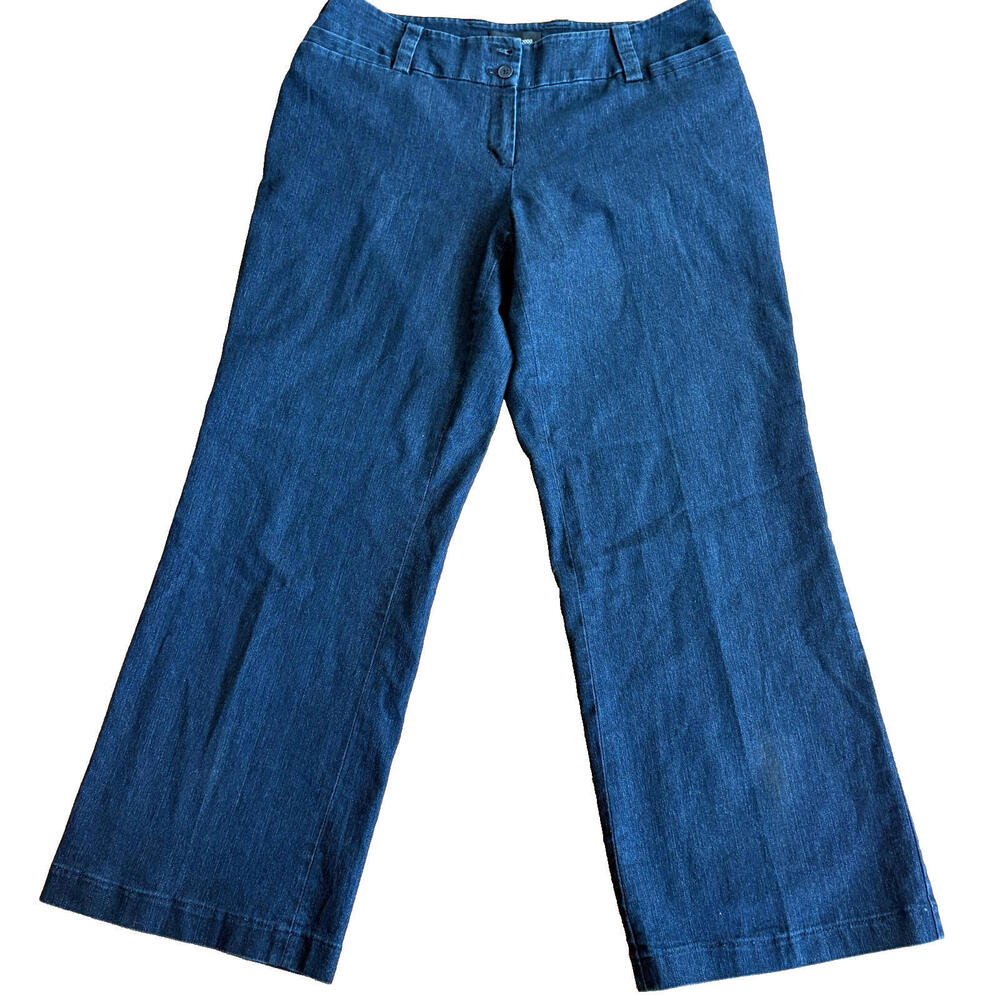 Focus 2000 Jeans Womens 8 Dark Blue Stretch Bootcut Denim Pants Classic Fit Wide